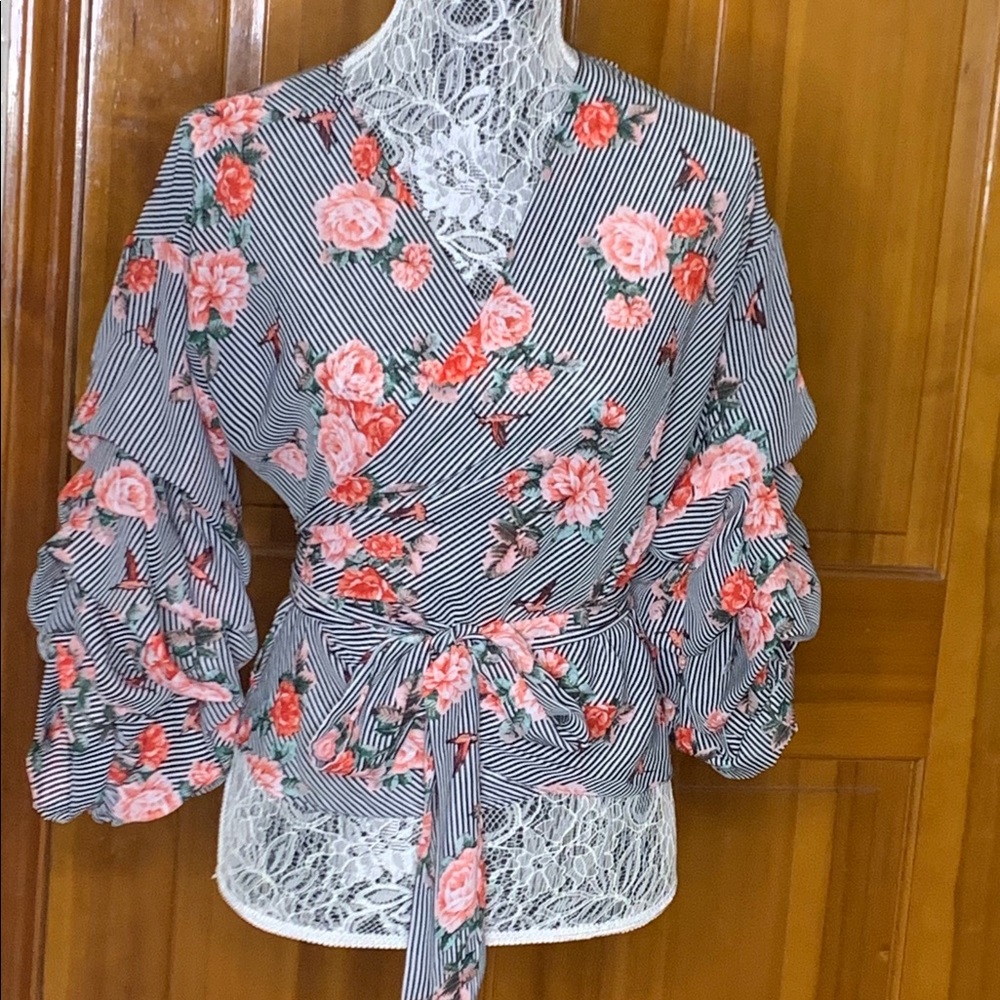 Floral wrap blouse
